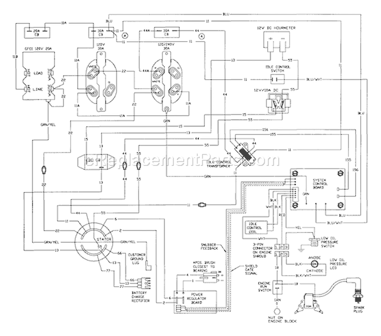 Page E Diagram and Parts List for  Briggs and Stratton Generator